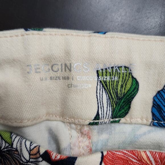 Chico's Tropical Print Pull-On Ankle Jegging Size Chico's 3R/US 16R - Picture 3 of 5